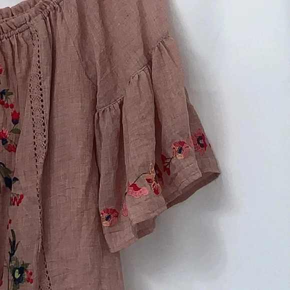 Women’s Umgee Bell Sleeve Dress Size Medium Mauve With Flowers EUC - Picture 3 of 8